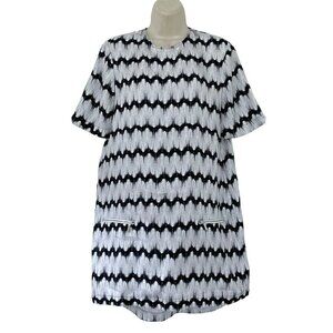 Thomas Wylde Women's Sz Small Black & White Spiderweb Print Silk Dress Pockets